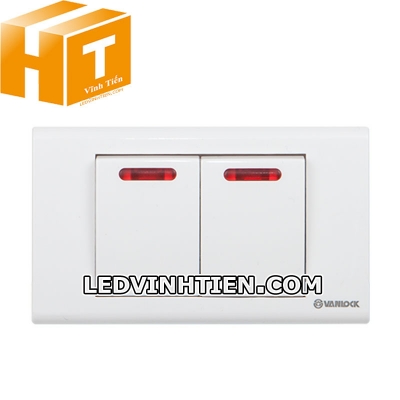 công tắc đôi 2 chiều đèn đỏ Sino Vanlock